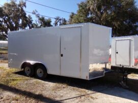 Douglas Trailers 8.5x16 TA Trailer - White, Ramp, Side Door