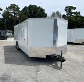 Douglas Trailers 8.5x24 TA Trailer - White, Ramp, Side Door