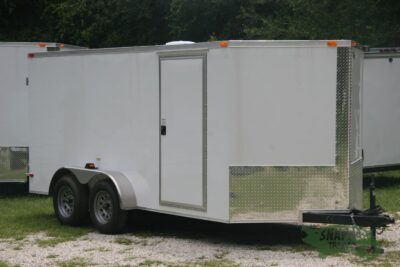 South Georgia Cargo 7x14 TA Trailer - White, Double Doors, Side Door