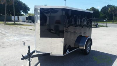 Quality Cargo 5x8 SA Trailer - Black, Ramp, Side Door, Side Vents - Image 2