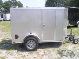 Quality Cargo 5x8 SA Trailer - Champagne, Double Doors, Side Door, Side Vents