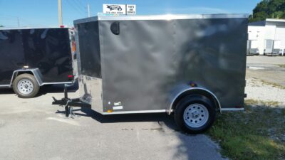 Quality Cargo 5x8 SA Trailer - Charcoal Gray, Ramp, Side Door, Side Vents - Image 3