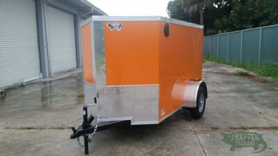 Quality Cargo 5x8 SA Trailer - Orange, Ramp, Side Door, Side Vents - Image 2
