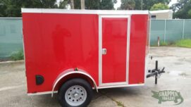 Quality Cargo 5x8 SA Trailer - Red, Ramp, Side Door, Side Vents