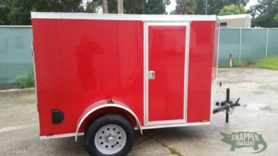 Quality Cargo 5x8 SA Trailer - Red, Ramp, Side Door, Side Vents