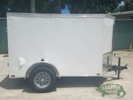 Quality Cargo 5x8 SA Trailer - White, Single Barn Door, Side Vents