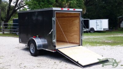 Quality Cargo 5x10 SA Trailer - Charcoal Grey, Ramp, Side Door, Roof Vent - Image 4