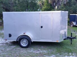 Quality Cargo 5x10 SA Trailer - Silver Frost, Ramp, Side Door, Side Vents