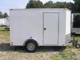 Quality Cargo 6x10 SA Trailer - White, Ramp, Side Door, Extra H, Stab Jacks