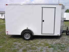 Quality Cargo 7x12 SA Trailer - White, Ramp, Side Door, Brakes, Extra Height