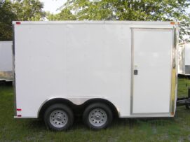 Quality Cargo 8.5x12 TA Trailer - White, Ramp, Side Door, and D-Rings