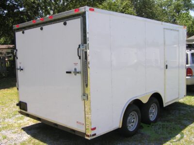 Quality Cargo 8.5x14 TA Trailer - White, Ramp, Side Door, and D-Rings - Image 9