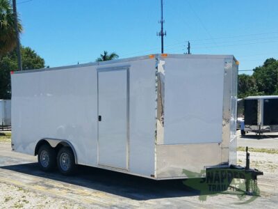 Quality Cargo 8.5x18 TA Trailer - White, Ramp, Side Door, and D-Rings - Image 13