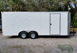 Quality Cargo 8.5x20 TA Trailer - White, Ramp, Side Door, and D-Rings