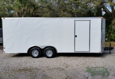 Quality Cargo 8.5x20 TA Trailer - White, Ramp, Side Door, and D-Rings