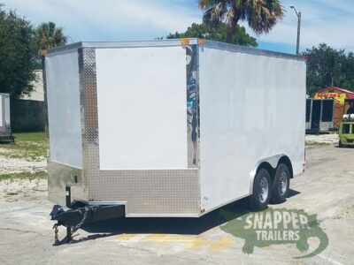 Quality Cargo 8.5x14 TA Trailer - White, Ramp, Side Door, and D-Rings - Image 2