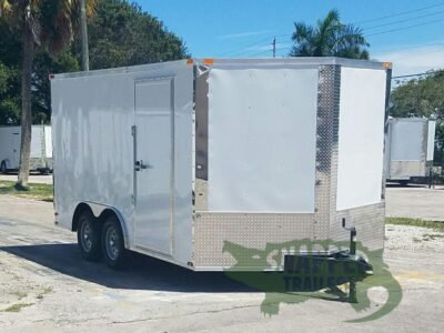 Quality Cargo 8.5x14 TA Trailer - White, Ramp, Side Door, and D-Rings - Image 13