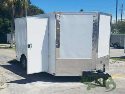 Quality Cargo 8.5x14 TA Trailer - White, Ramp, Side Door, and D-Rings - Image 12