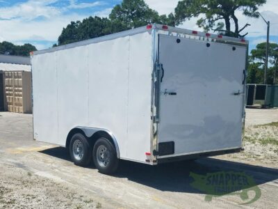 Quality Cargo 8.5x14 TA Trailer - White, Ramp, Side Door, and D-Rings - Image 5