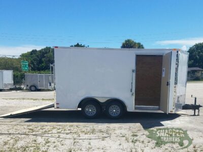 Quality Cargo 8.5x14 TA Trailer - White, Ramp, Side Door, and D-Rings - Image 10