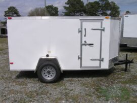 South Georgia Cargo 5x10 SA Trailer - White, Single Barn Door, Side Door
