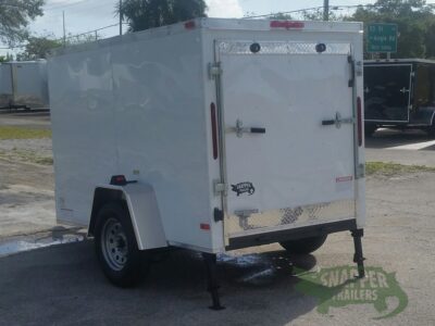 South Georgia Cargo 5x8 SA Trailer - White, Ramp, Stabilizer Jacks, D-Rings - Image 4