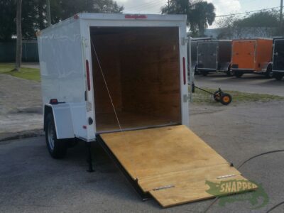 South Georgia Cargo 5x8 SA Trailer - White, Ramp, Stabilizer Jacks, D-Rings - Image 3