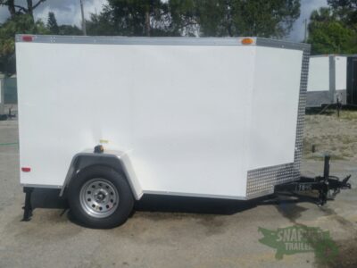 South Georgia Cargo 5x8 SA Trailer - White, Ramp, Stabilizer Jacks, D-Rings - Image 11