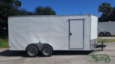 South Georgia Cargo 7x16 TA Trailer - White, Dowble Doors, Side Door, Extra Height