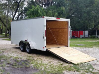 South Georgia Cargo 7x16 TA Trailer - White, Ramp, Side Door, Flat Front - Image 4
