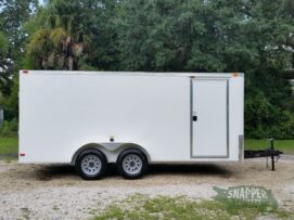 South Georgia Cargo 7x16 TA Trailer - White, Ramp, Side Door, Flat Front