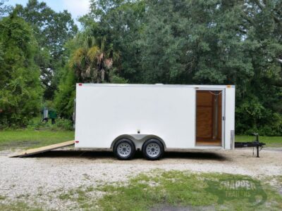 South Georgia Cargo 7x16 TA Trailer - White, Ramp, Side Door, Flat Front - Image 10