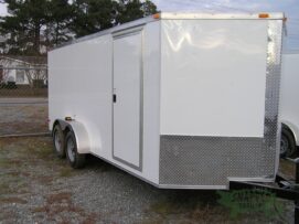South Georgia Cargo 7x16 TA Trailer - White, Ramp, Side Door