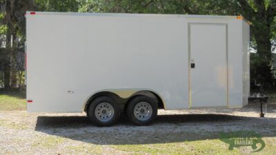 South Georgia Cargo 8.5x16 TA Trailer - White, Ramp, Side Door