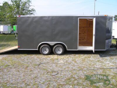 South Georgia Cargo 8.5x18 TA Trailer - Charcoal Gray, Ramp, Side Door - Image 9
