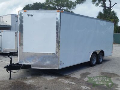 Freedom Trailers 8.5x20 TA Trailer - White, Ramp, Side Door, D-Rings - Image 8