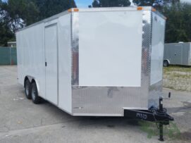 Freedom Trailers 8.5x20 TA Trailer - White, Ramp, Side Door, D-Rings