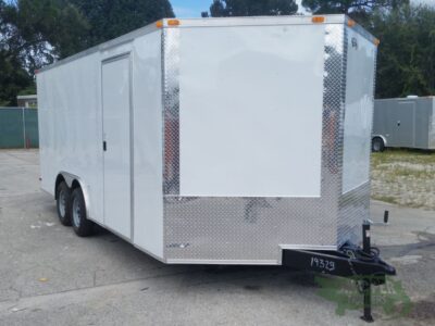 Freedom Trailers 8.5x20 TA Trailer - White, Ramp, Side Door, D-Rings