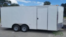 South Georgia Cargo 8.5x18 TA Trailer - White, Ramp, Side Door