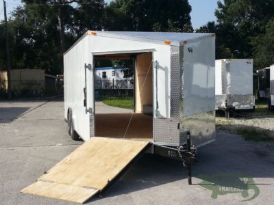 South Georgia Cargo 8.5x20 TA Trailer - White, Ramp, Ramp in Slanted V-Nose, Screwless, LED, D-Rings - Image 7