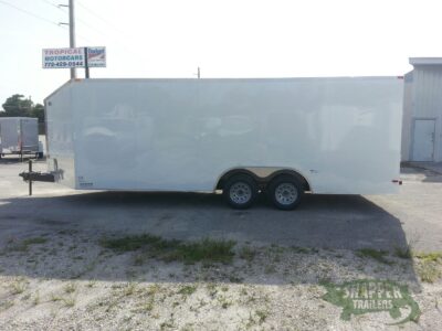 South Georgia Cargo 8.5x20 TA Trailer - White, Ramp, Ramp in Slanted V-Nose, Screwless, LED, D-Rings - Image 6
