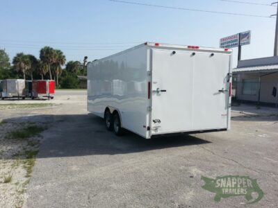 South Georgia Cargo 8.5x20 TA Trailer - White, Ramp, Ramp in Slanted V-Nose, Screwless, LED, D-Rings - Image 4
