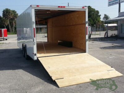 South Georgia Cargo 8.5x20 TA Trailer - White, Ramp, Ramp in Slanted V-Nose, Screwless, LED, D-Rings - Image 3