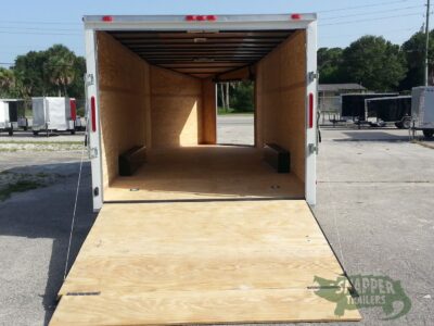 South Georgia Cargo 8.5x20 TA Trailer - White, Ramp, Ramp in Slanted V-Nose, Screwless, LED, D-Rings - Image 2