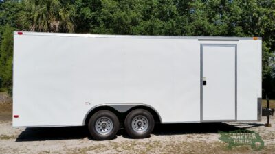 South Georgia Cargo 8.5x20 TA Trailer - White, Ramp, Side Door, 5K Axles, Flat Front