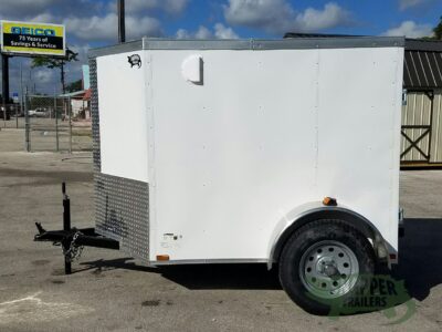 Quality Cargo 5x6 SA Trailer - White, Barn Doors, Side Vents - Image 3