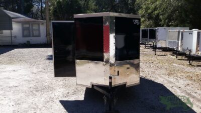 Quality Cargo 5x10 SA Trailer - Black, Ramp, Side Door - Image 15