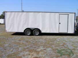 Quality Cargo 8.5x24 TA Trailer - White, Ramp, Side Door, D-Rings, 5K Axles, and Radials
