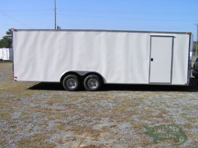 Quality Cargo 8.5x24 TA Trailer - White, Ramp, Side Door, D-Rings, 5K Axles, and Radials