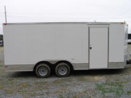 South Georgia Cargo 8.5x18 TA Trailer - White, Ramp, Side Door, ATP Trim